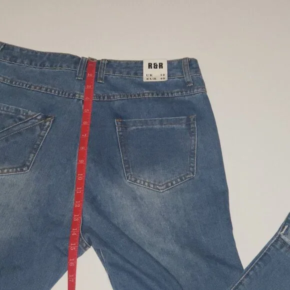 The Rockn Rev Jeans Women's Size 8 Step Hem Straight Leg Distressed Jeans NWT - Picture 6 of 15